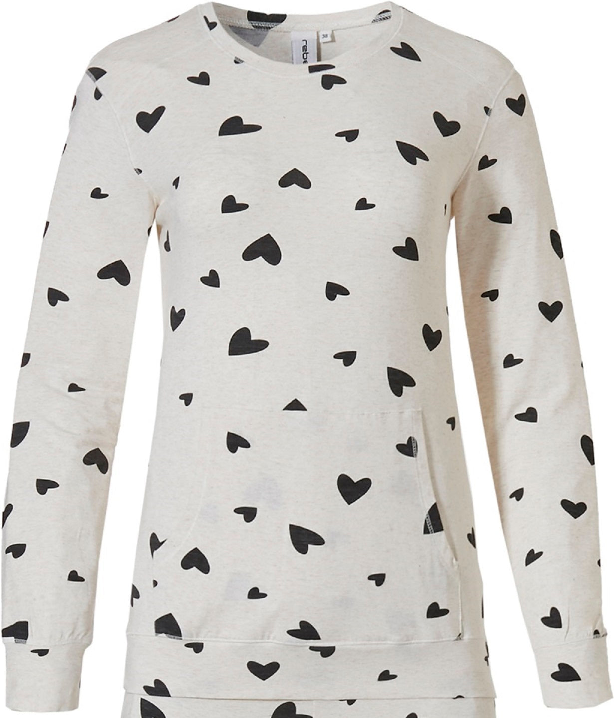 Rebelle Pastunette Ladies Off White & Black Love Heart Print Pyjama Set