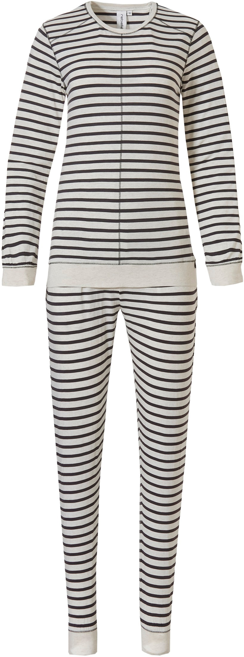 Rebelle Pastunette Ladies Off White & Black Stripe Print Pyjama Set