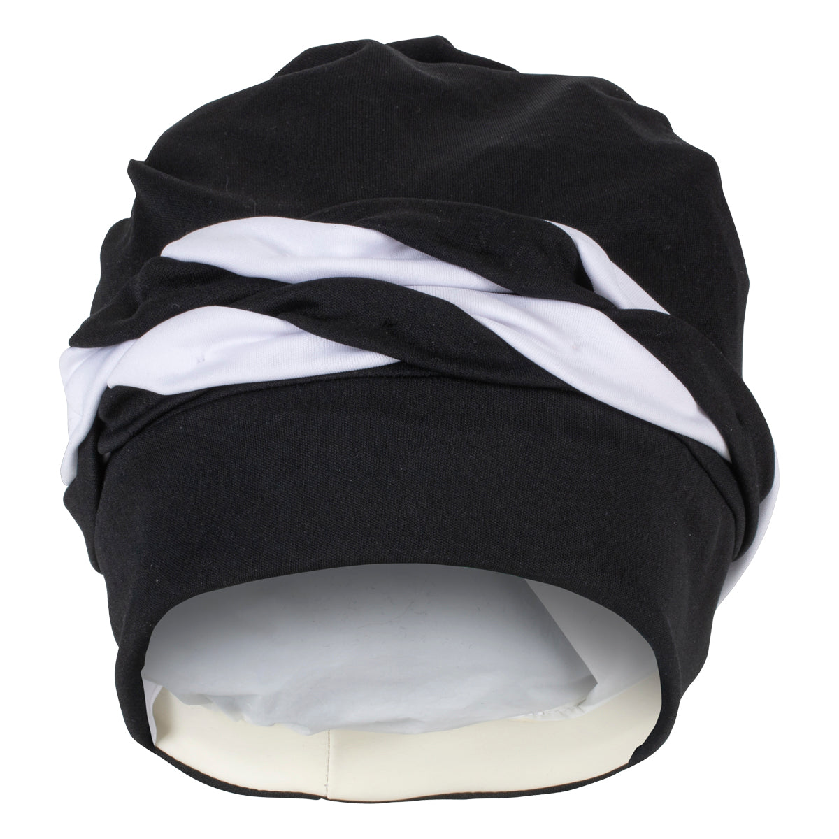 Fashy Ladies Swim Cap - Retro Style Turban Fabric Swim Hat Black & White - One Size