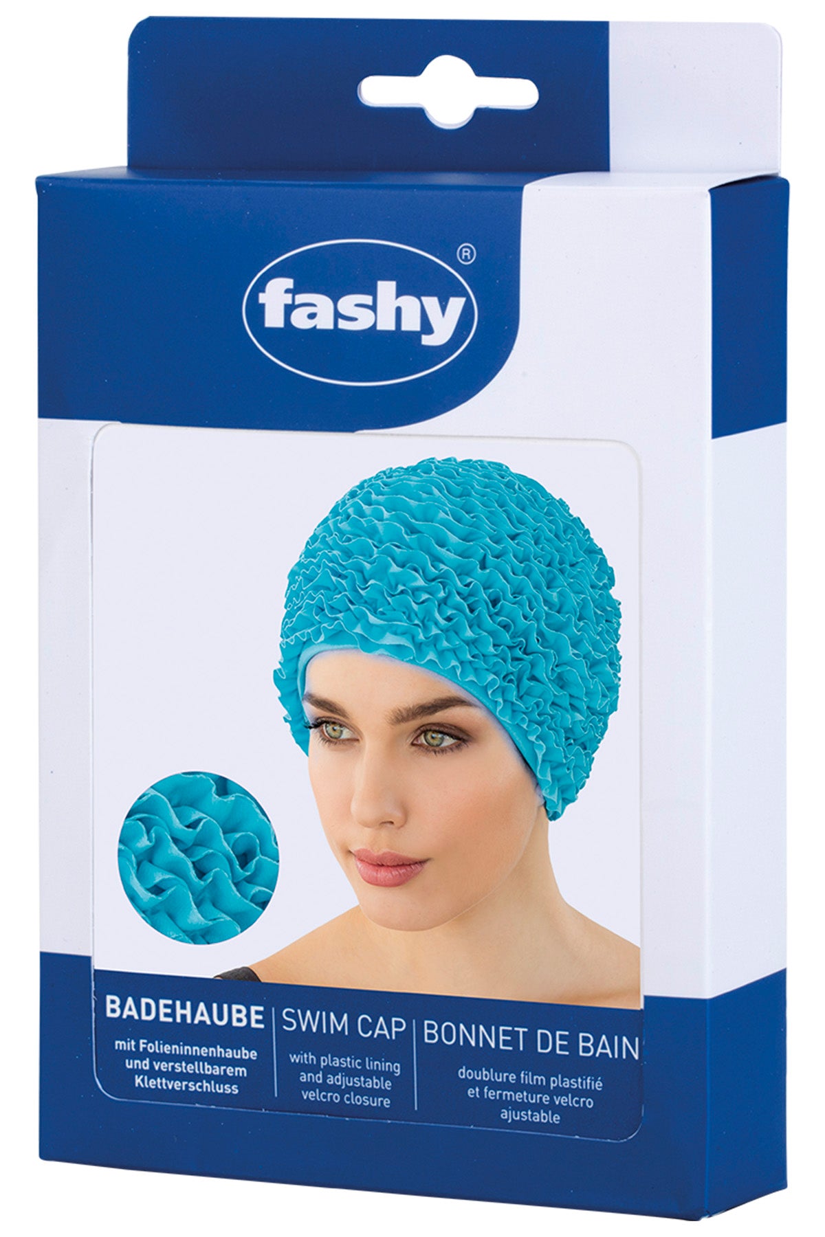 Fashy Ladies Swim Cap - Frill Swim Hat Navy Blue - One Size