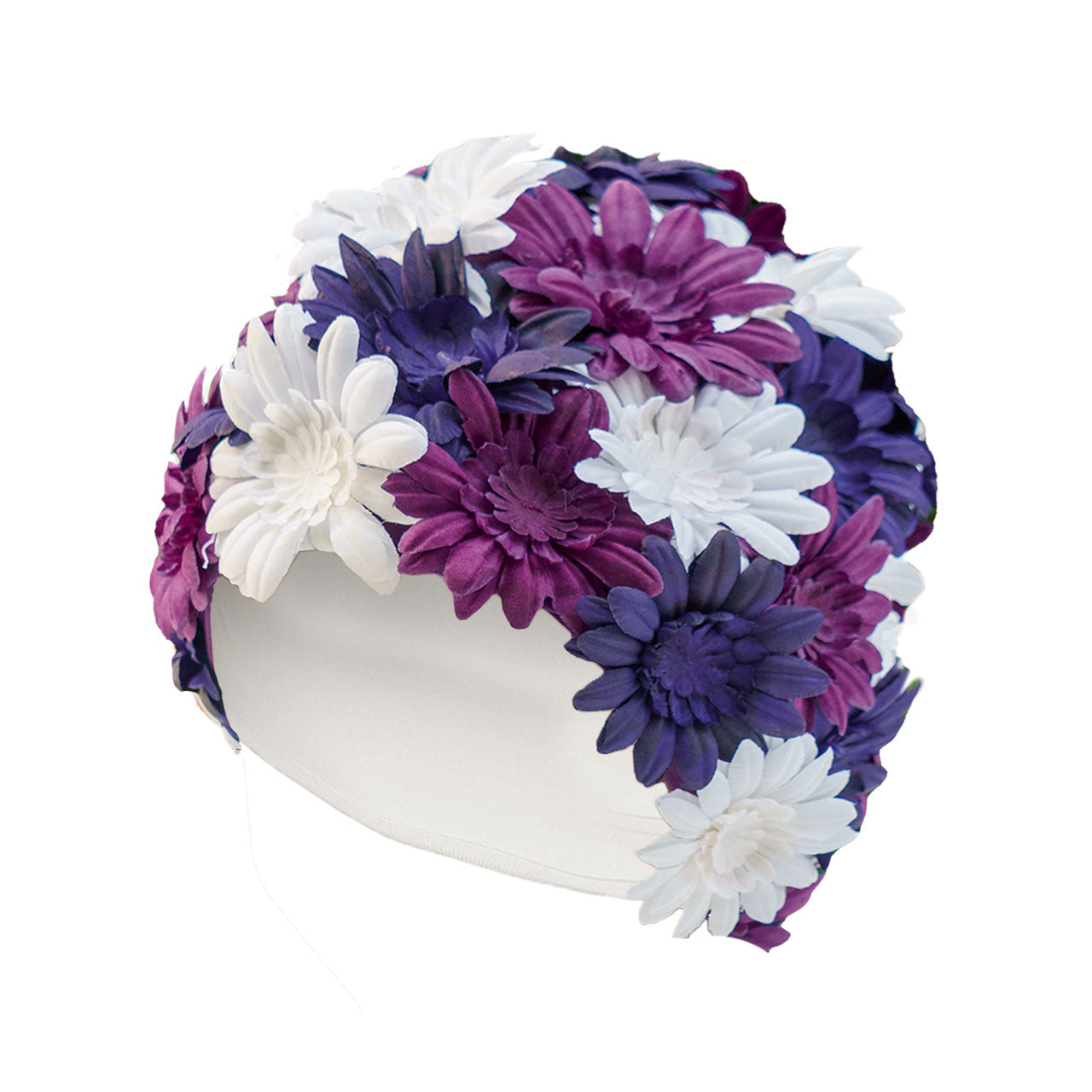 Fashy Ladies Swim Cap - Petal Swim Hat Purple, Blue & White - One Size