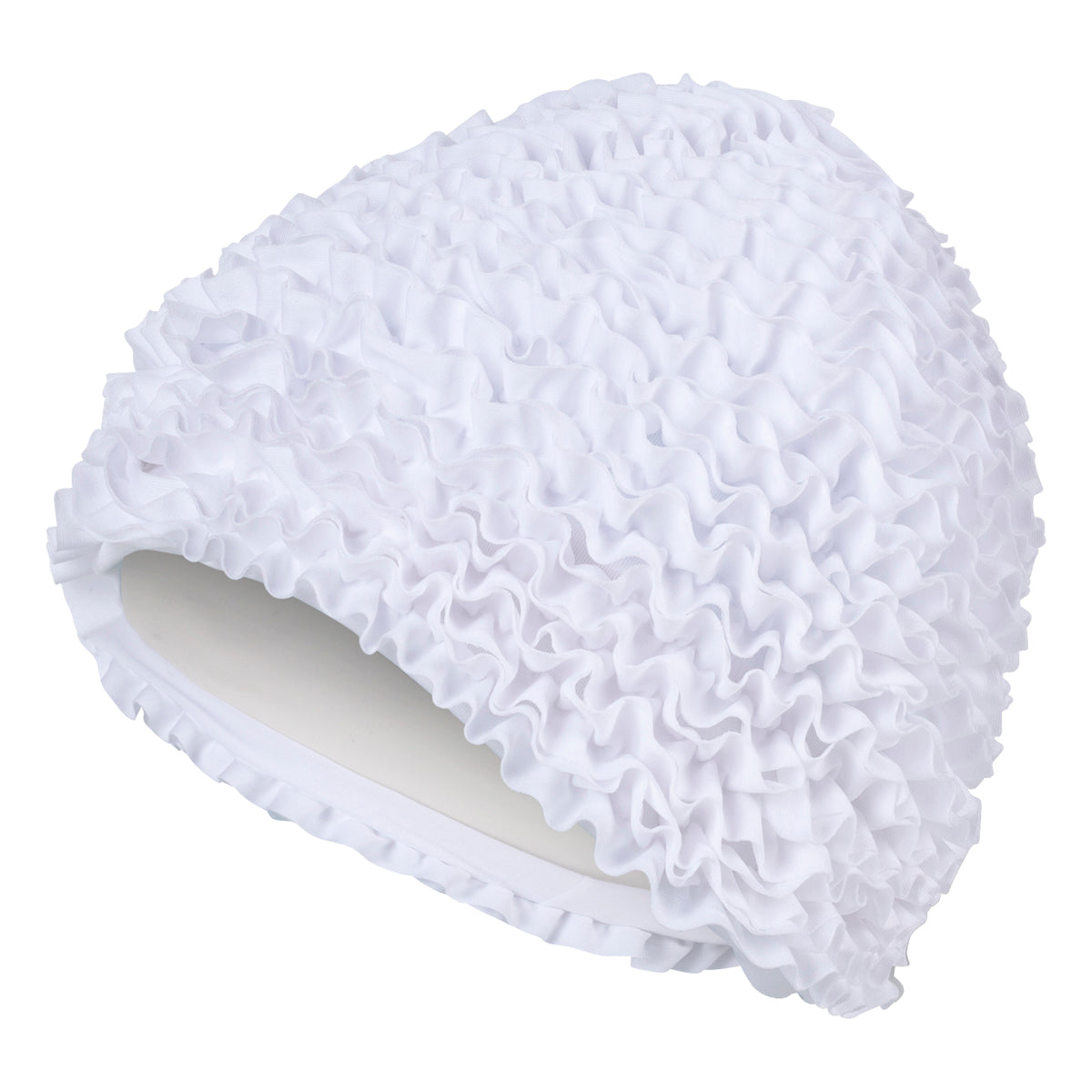 Fashy Ladies Swim Cap - Frill Swim Hat White - One Size