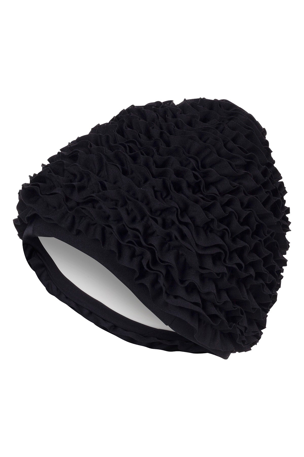 Fashy Ladies Swim Cap - Frill Swim Hat Black - One Size