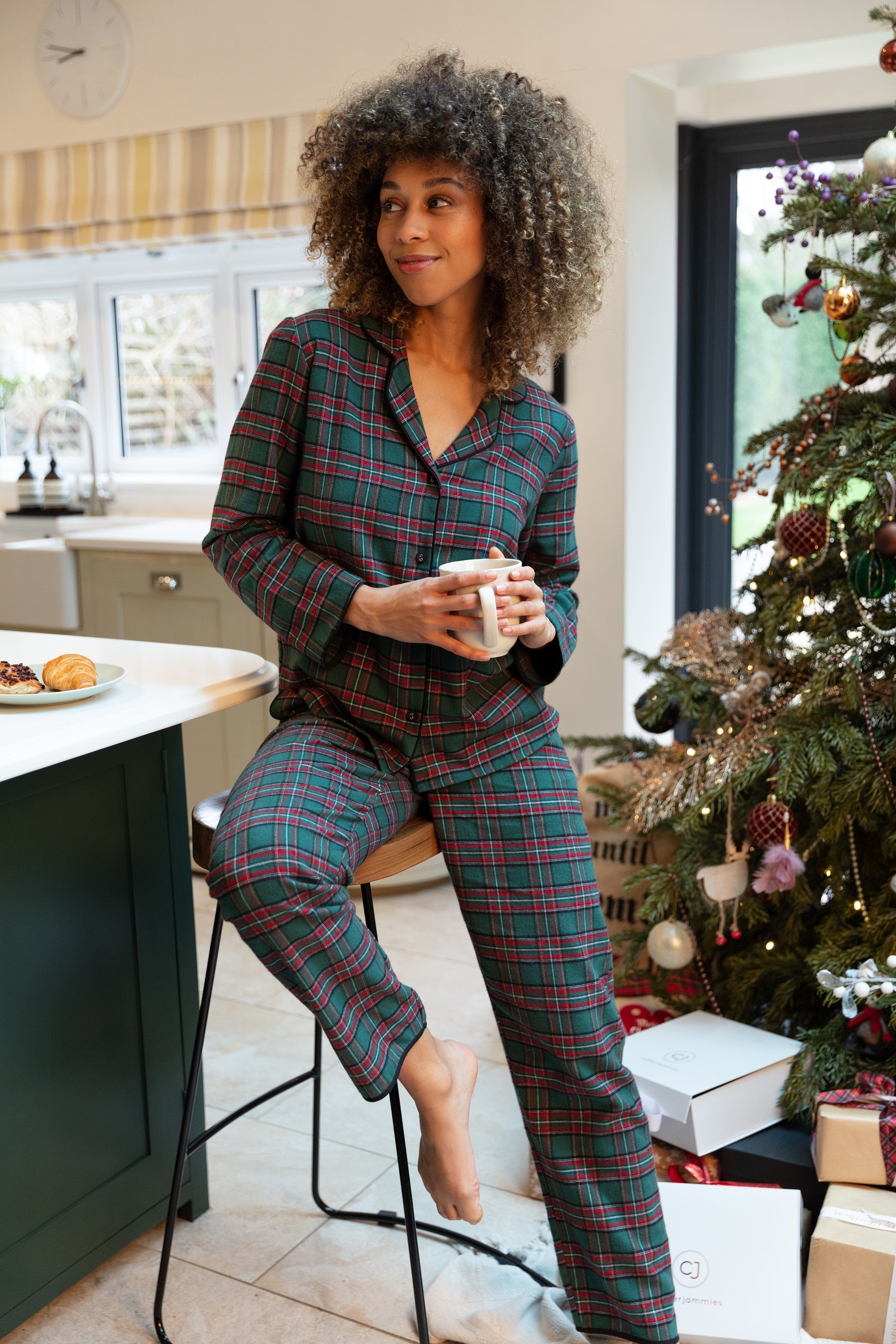 Tartan Brushed Cotton Pyjamas Ladies Pajama Sets Tartan Red