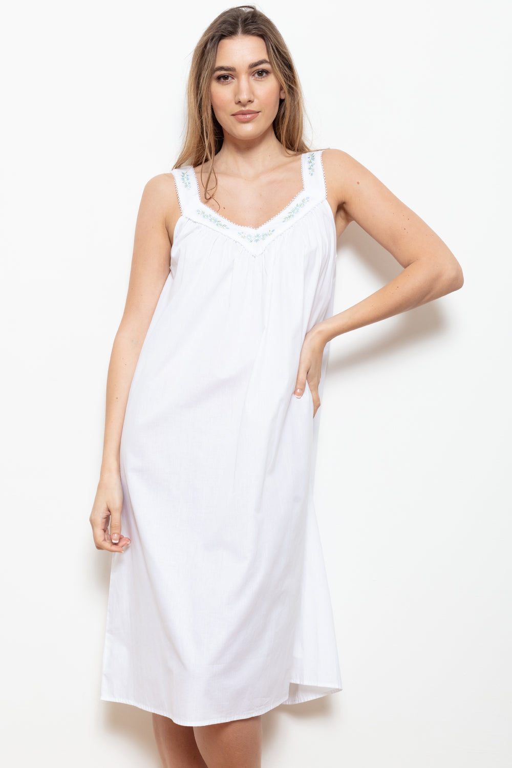 Cottonreal 'Gail' Cotton Wide Strap Nightdress