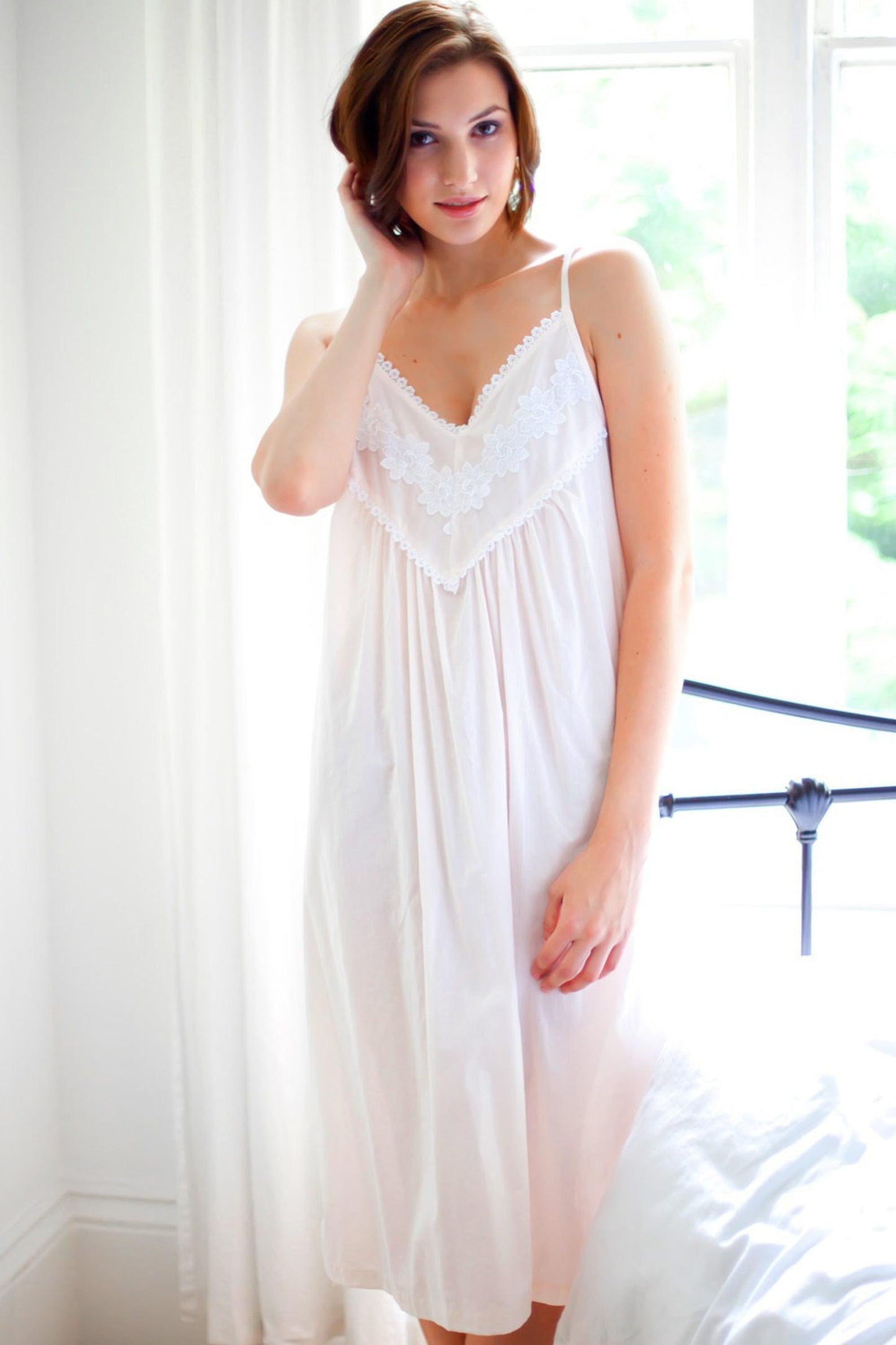 Cottonreal 'Helga' Pink Cotton Strappy Nightdress