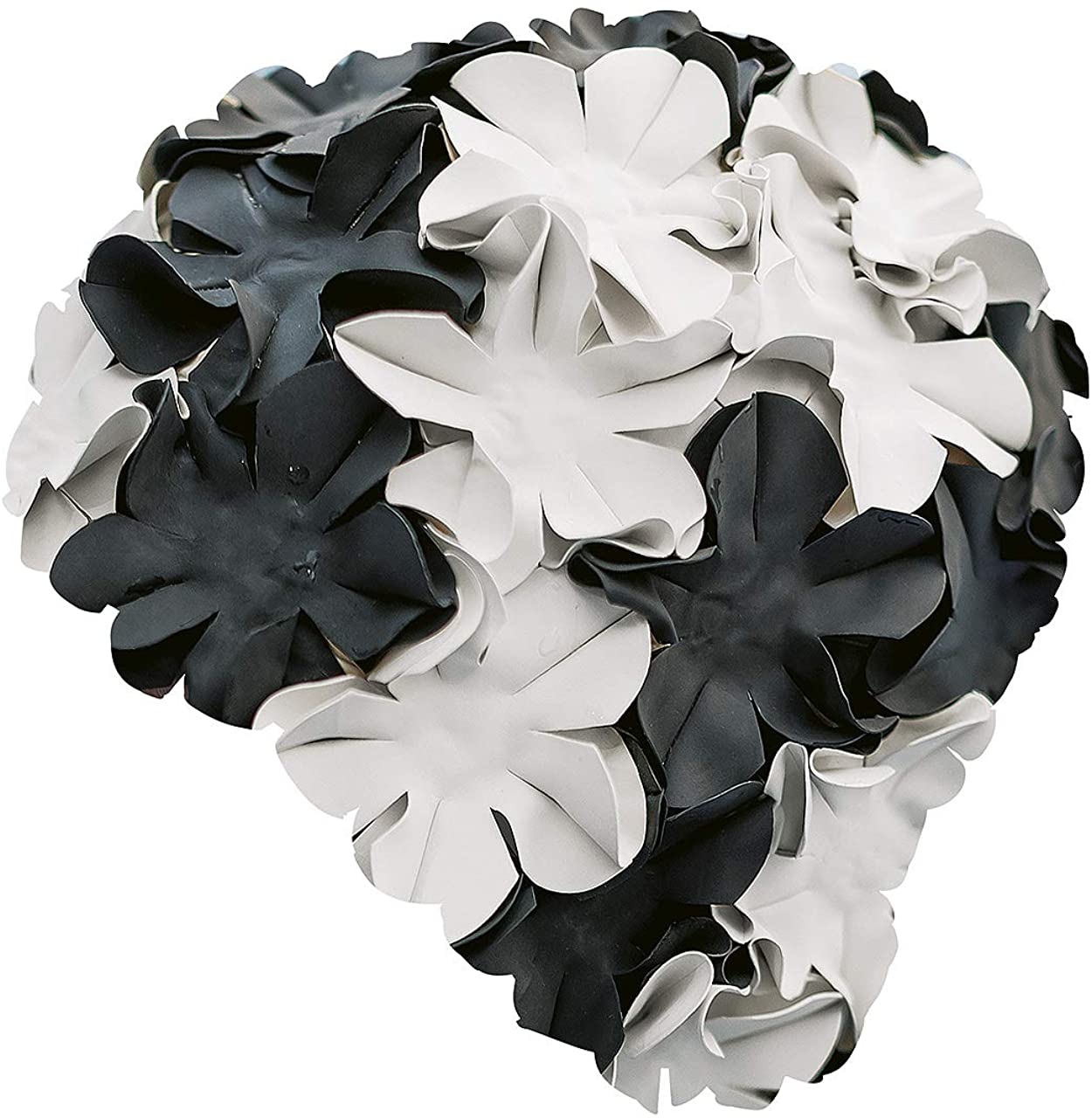 Fashy Ladies Swim Cap - Black & White Petal Swim Cap