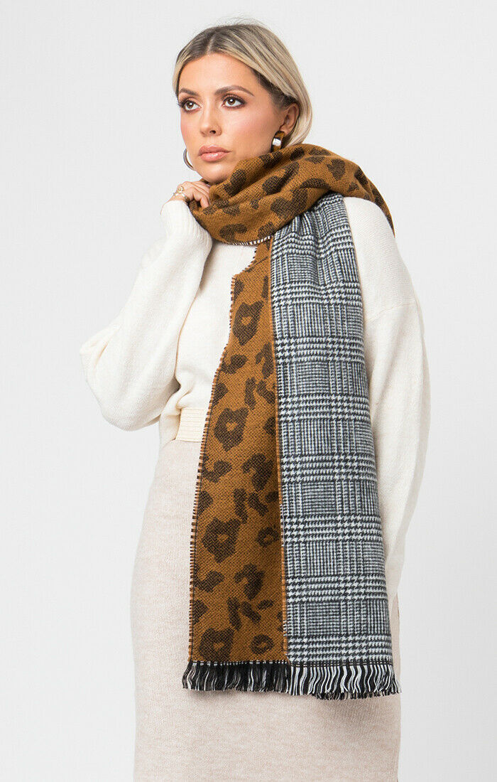 Pia Rossini 'Briar' Check Animal Print Scarf