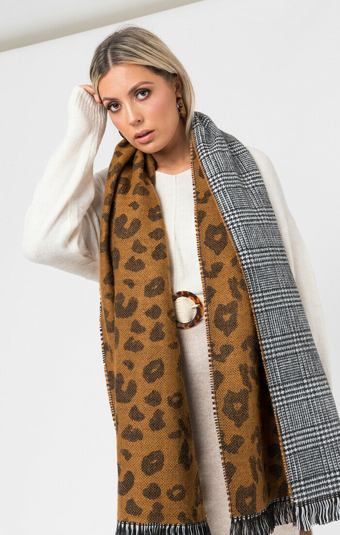 Pia Rossini 'Briar' Check Animal Print Scarf