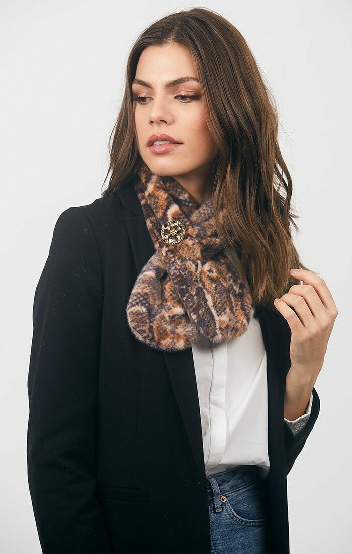 Pia Rossini 'Carmen' Scarf - Brown Snakeskin