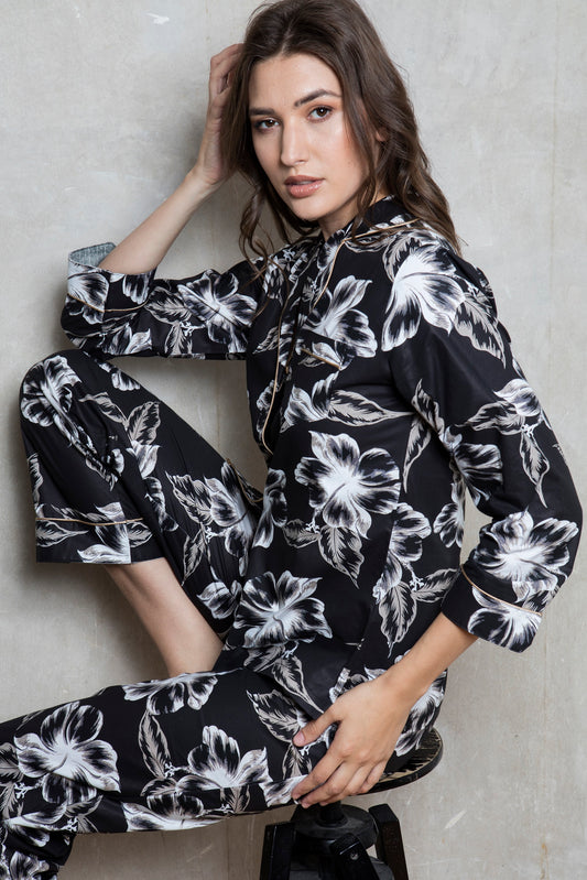 Cottonreal 'Tropical Leaf' Cotton Poplin Pyjama Set