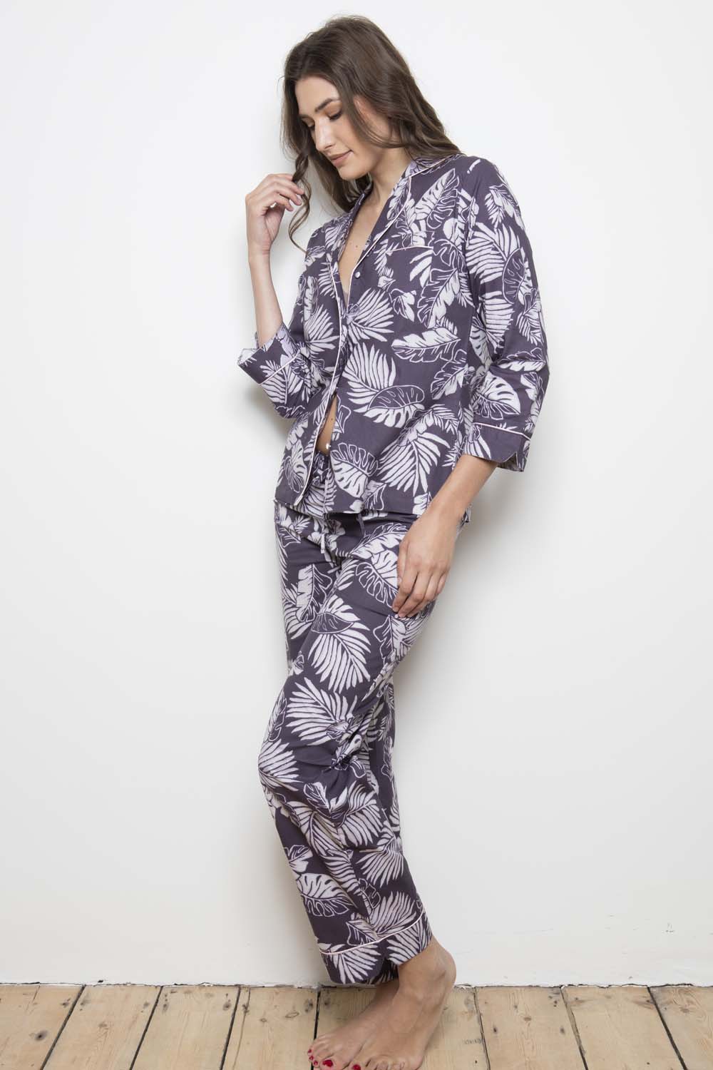 Cottonreal 'Grand Palm' Cotton Poplin Pyjama Set