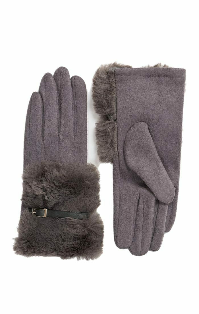 Pia Rossini 'Sia' Faux Fur Gloves - Grey