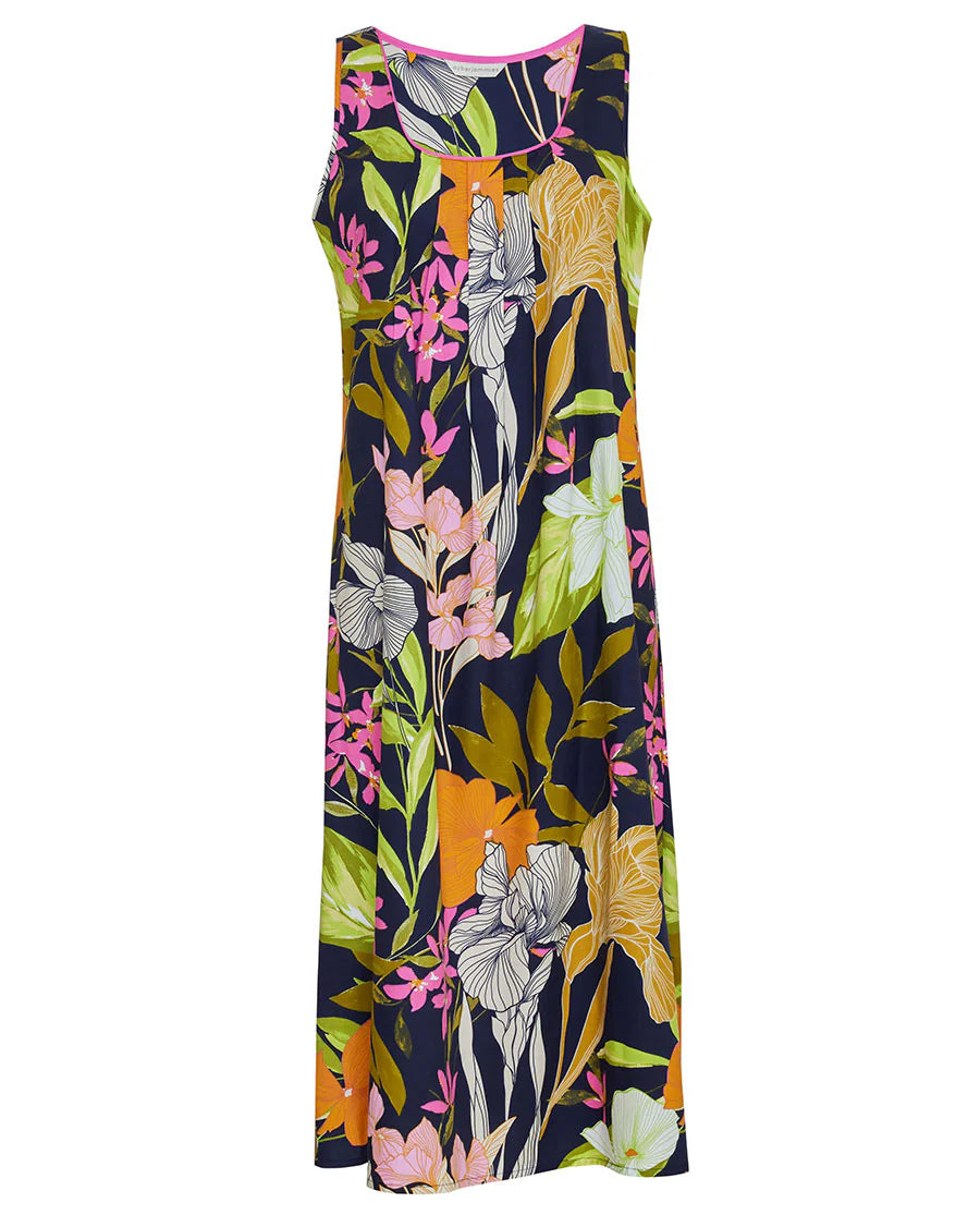 Cyberjammies 'Avery' Navy Floral Print Long Nightdress