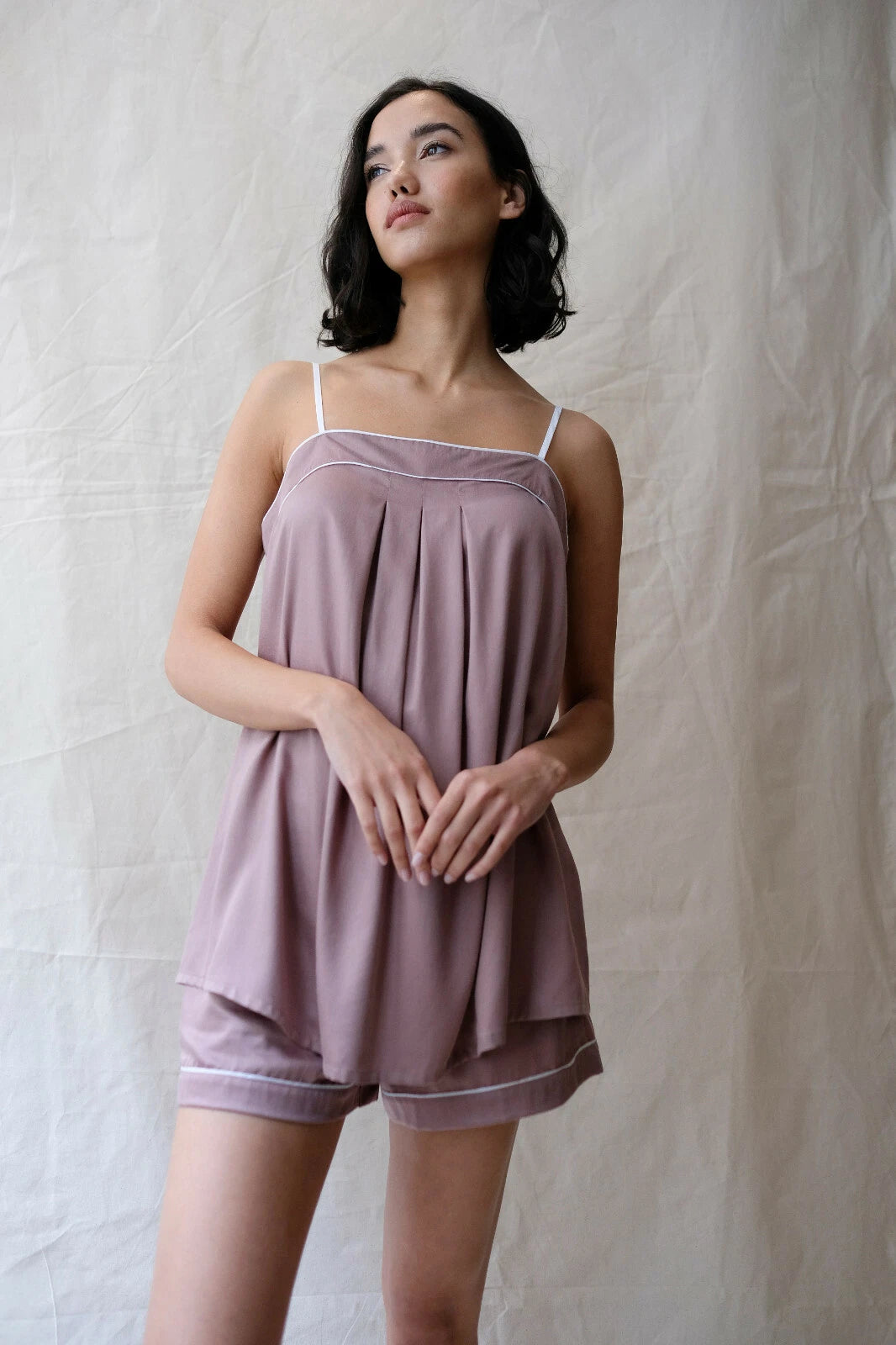 Fable & Eve London - Luxury Shorty Pyjama Set - Mocha