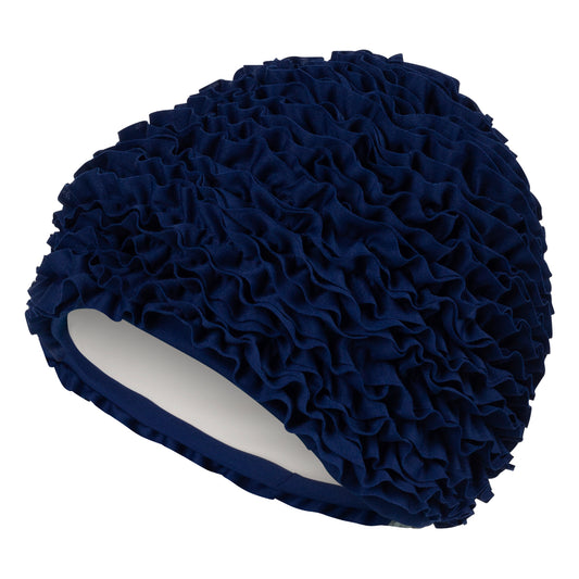 Fashy Ladies Swim Cap - Frill Swim Hat Navy Blue - One Size