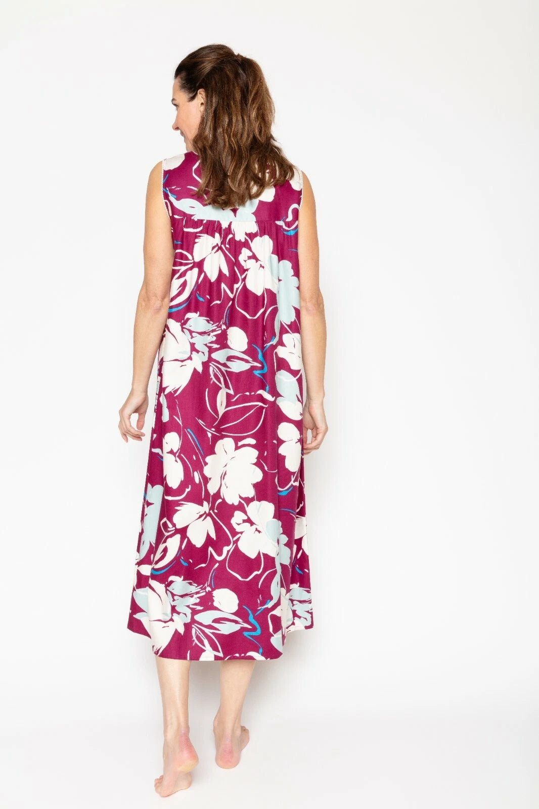 Nora Rose 'Katherine' Magenta Pink Floral Long Nightdress