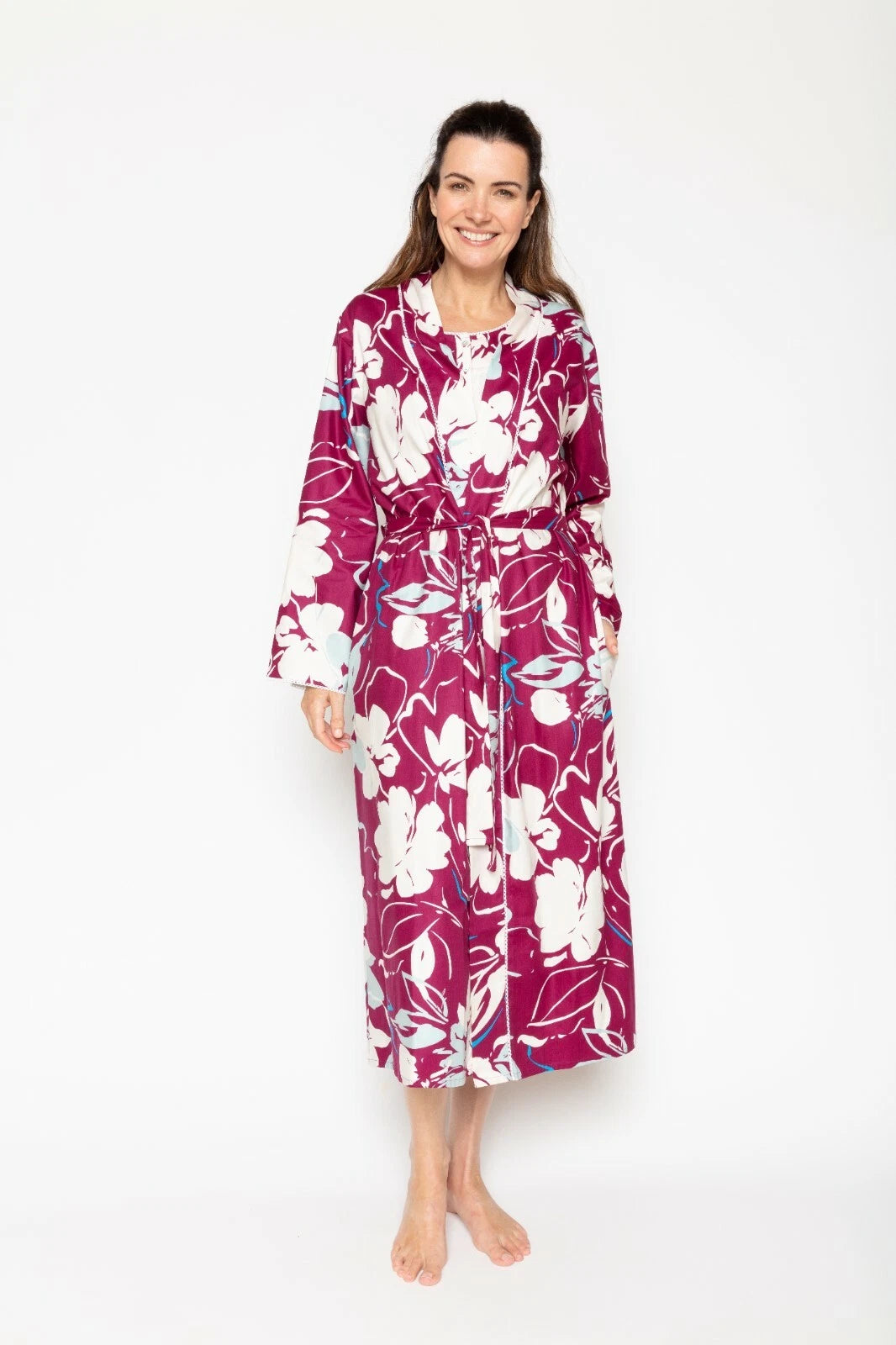 Nora Rose 'Katherine' Magenta Pink Floral Long Robe