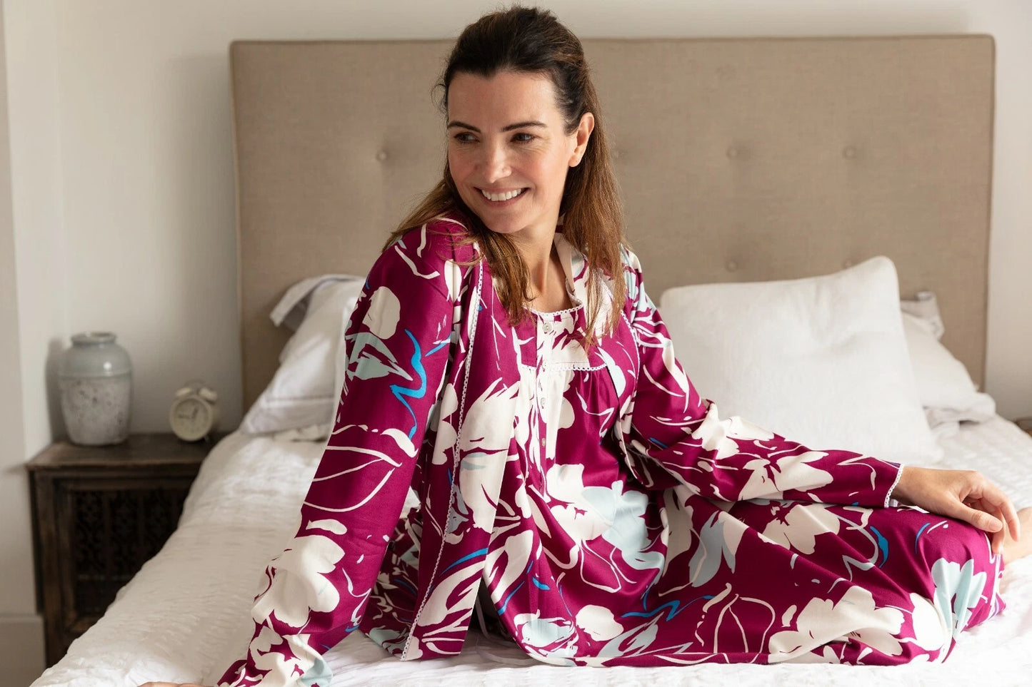 Nora Rose 'Katherine' Magenta Pink Floral Long Robe