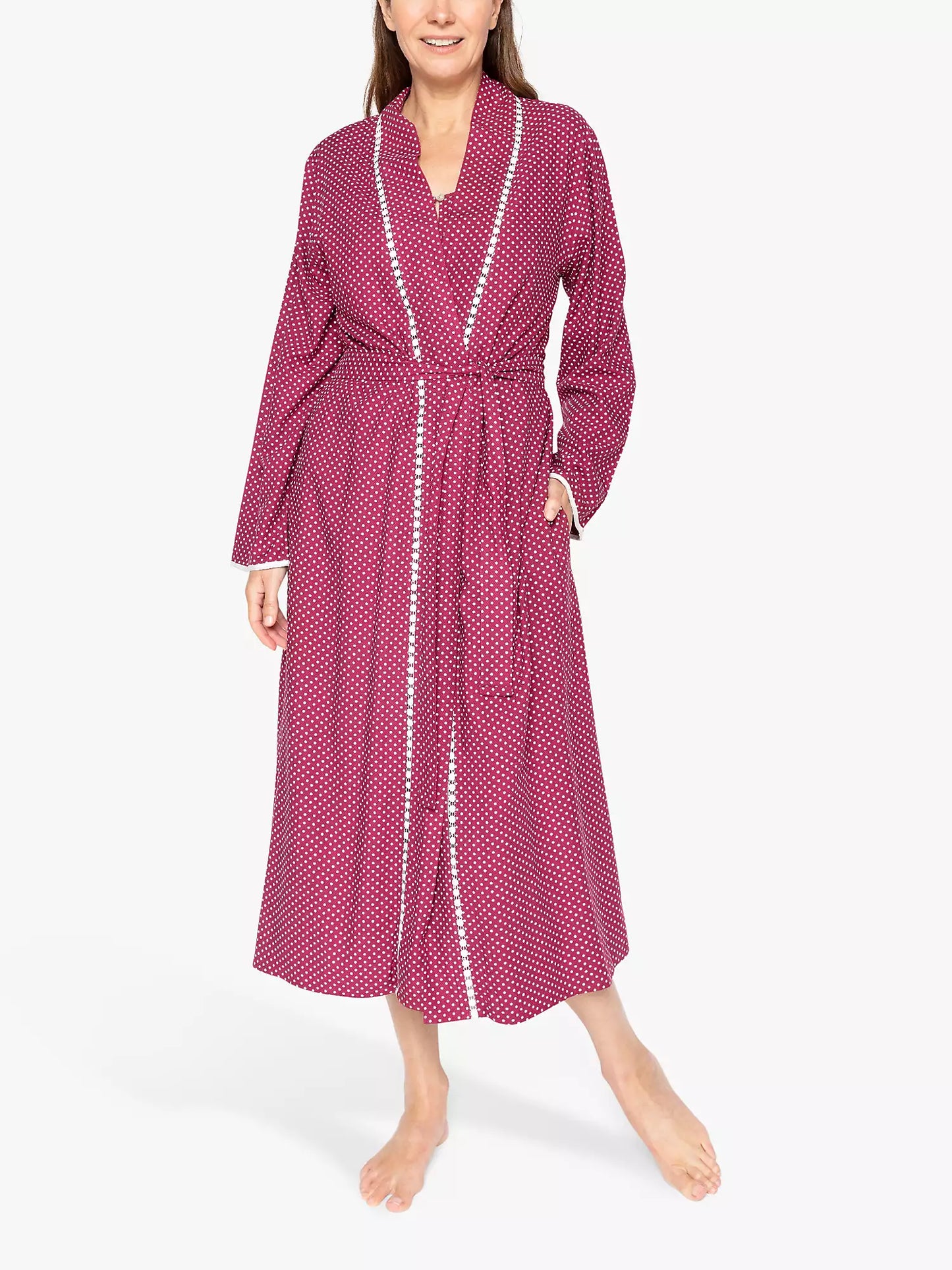 Nora Rose 'Katherine' Magenta Pink Herringbone Spot Long Robe