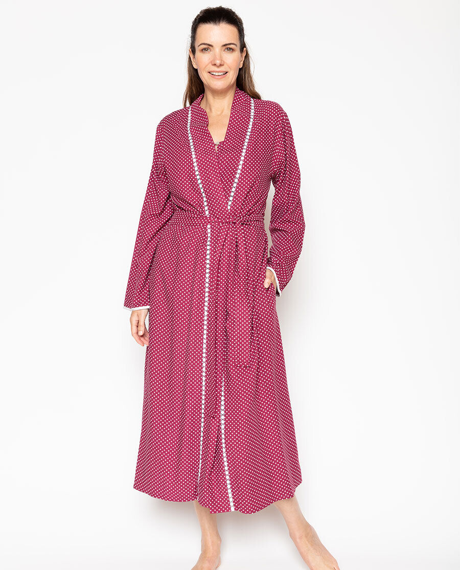 Nora Rose 'Katherine' Magenta Pink Herringbone Spot Long Robe