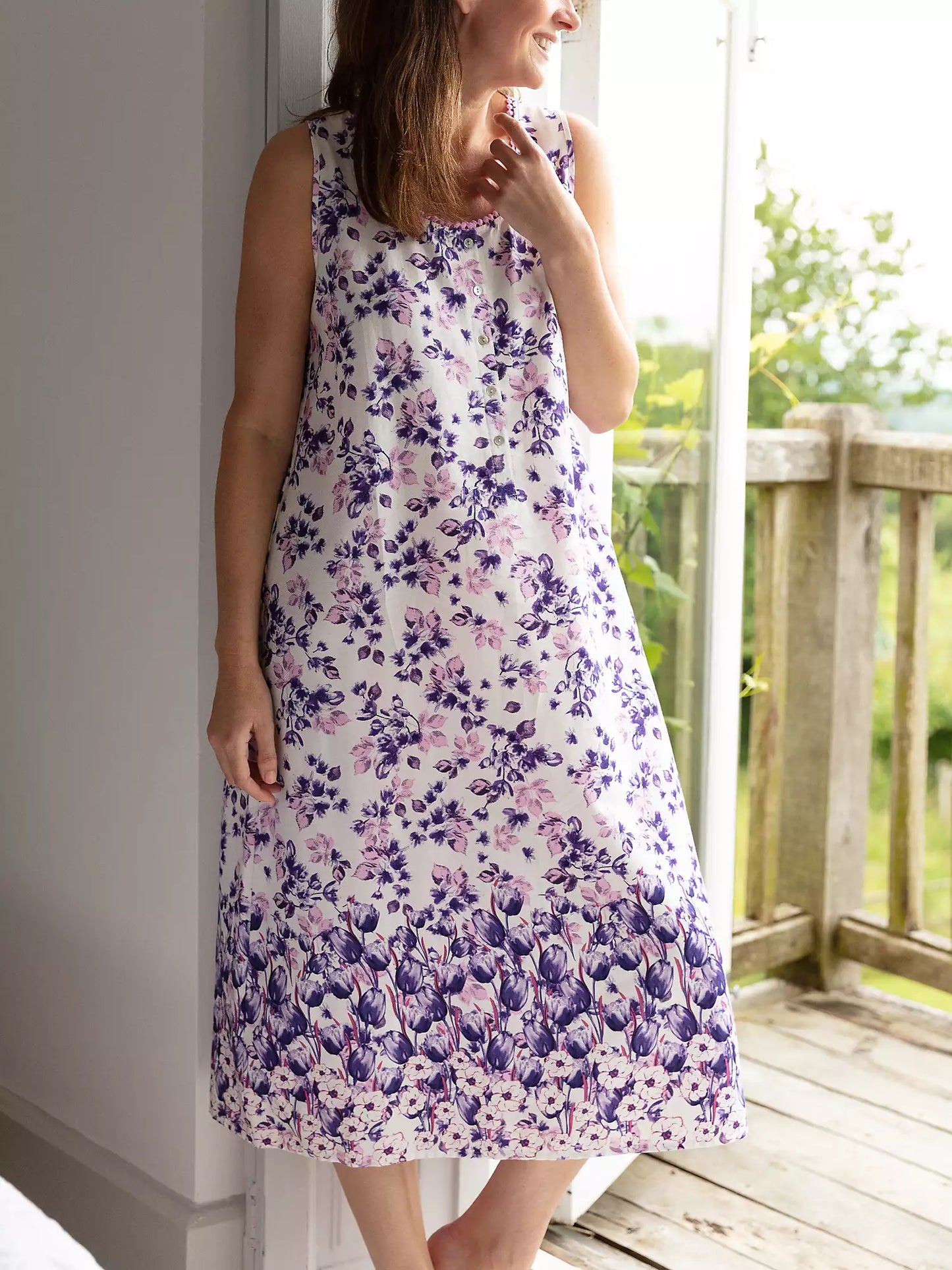 Nora Rose 'Vivien' Pink & Purple Floral Nightdress