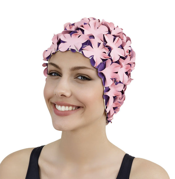 Fashy Ladies Swim Cap Pink & Purple Petal Swim Cap Glamour Secrets