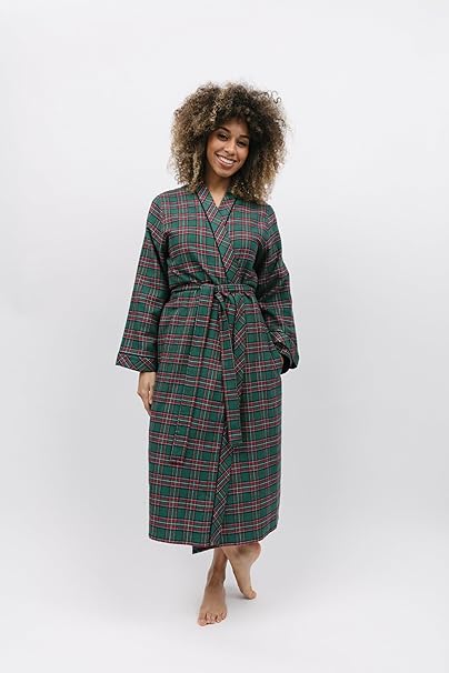 Cyberjammies 'Whistler' Green & Red Check Brushed Cotton Dressing Gown