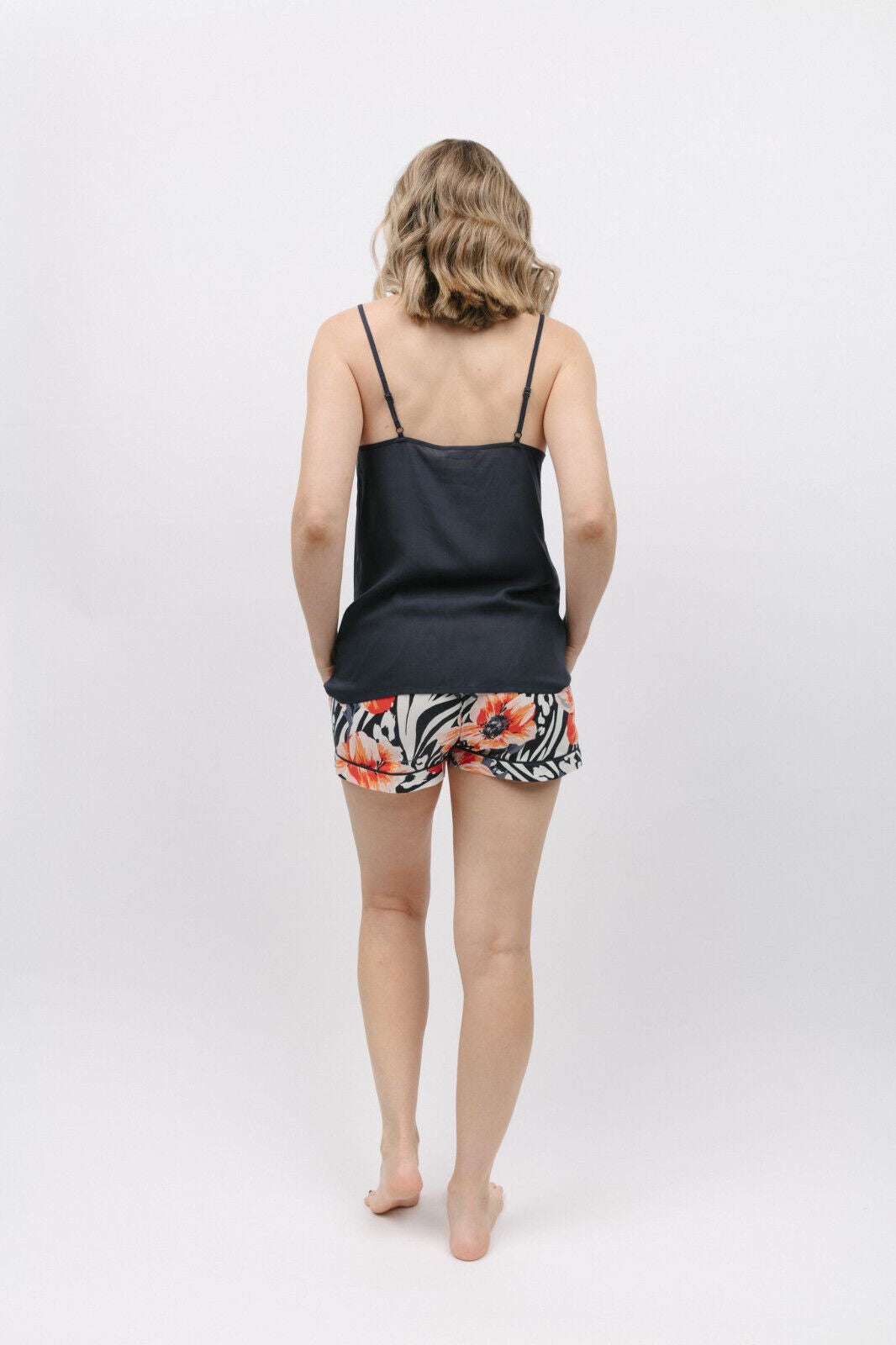Cyberjammies 'Nicole' Charcoal Grey Animal Floral Print Cami & Shorty Pyjama Set