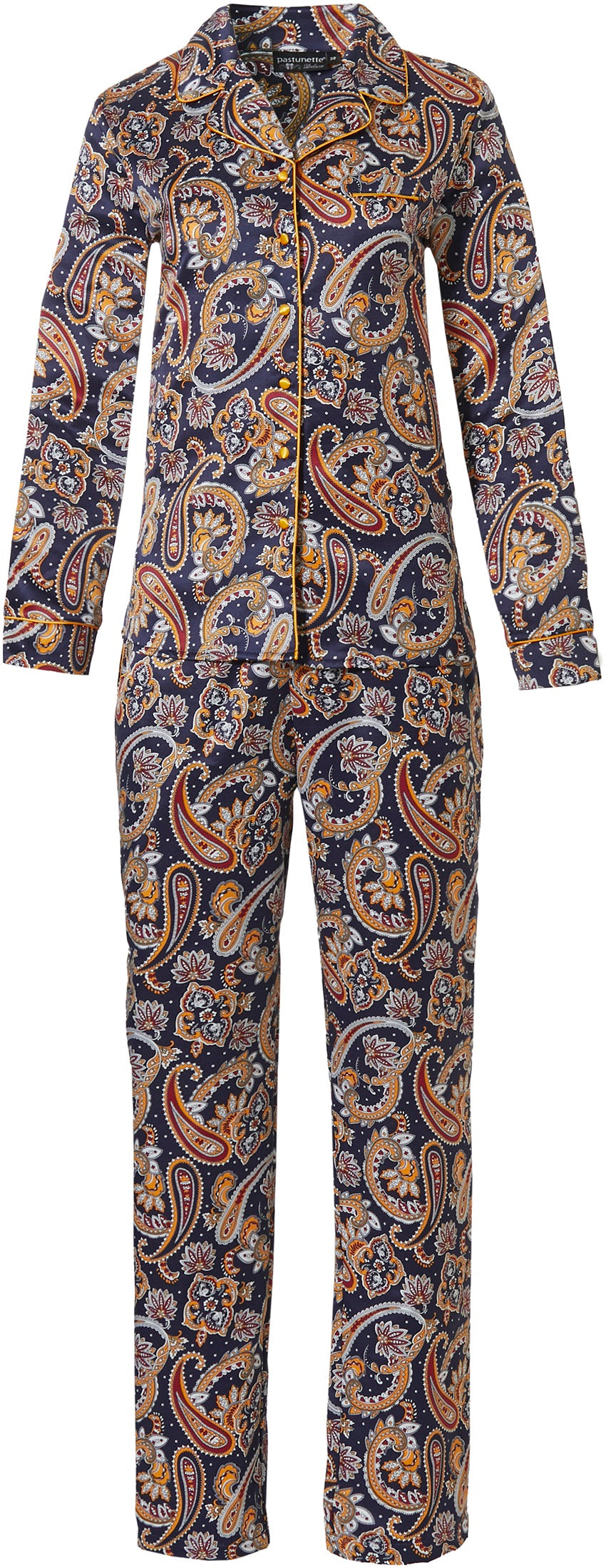 Pastunette Ladies Navy Blue Paisley Print Pyjama Set 100% Cotton