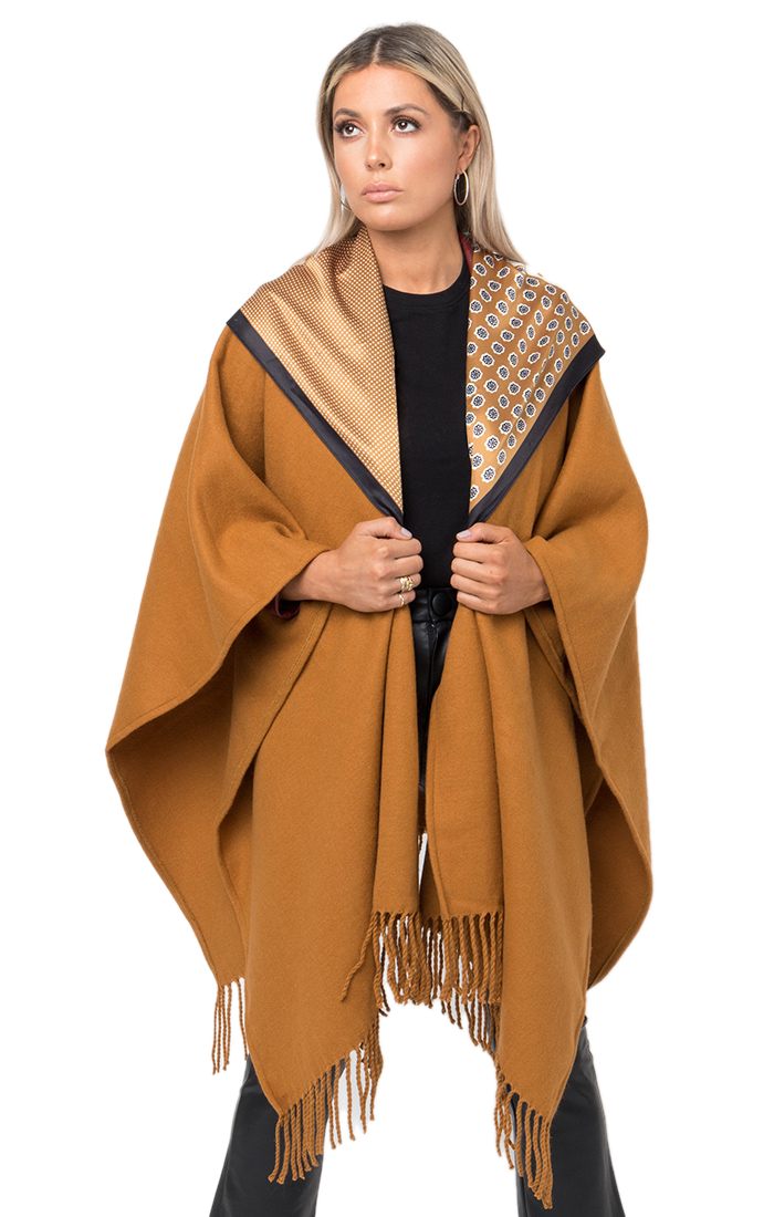 Pia Rossini 'Antoinette' Camel Wrap with Detachable Scarf