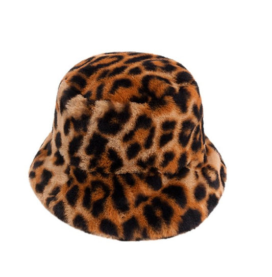 Pia Rossini 'Gizelle' Black & Brown Leopard Print Bucket Hat