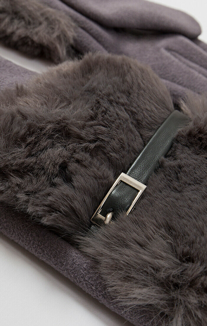 Pia Rossini 'Sia' Faux Fur Gloves - Grey