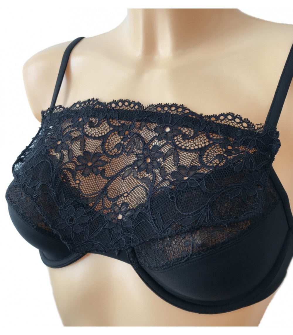 Modesty Panel Lace Bra Insert Black Glamour Secrets